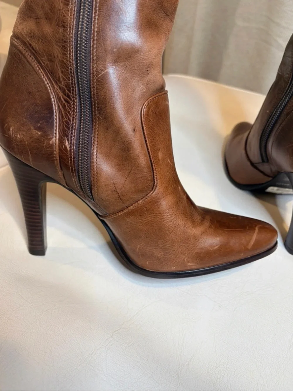 Classic Brown Leather Knee-High Women's Boots